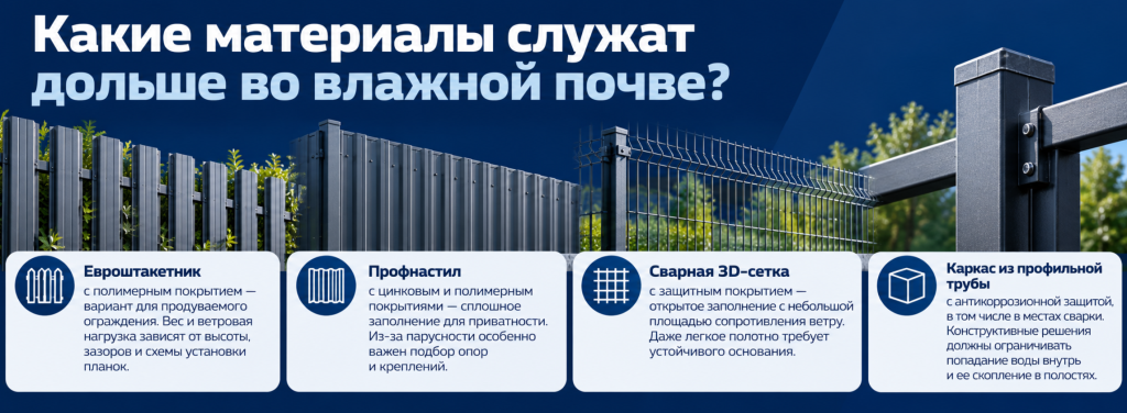Какие материалы служат дольше во влажной почве