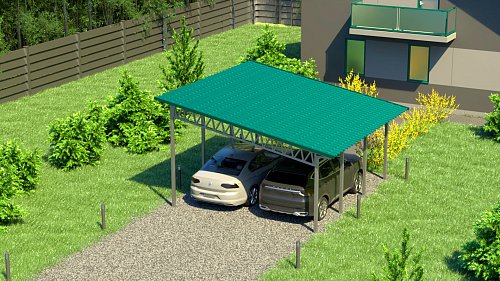 Односкатный навес №31 из металлочерепицы 5,9х6,3 м