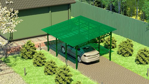 Односкатный навес №31 из поликарбоната 4,9х6,3 м