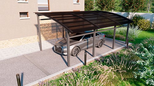 Полуарочный навес №30 из поликарбоната 3,7х6,3 м