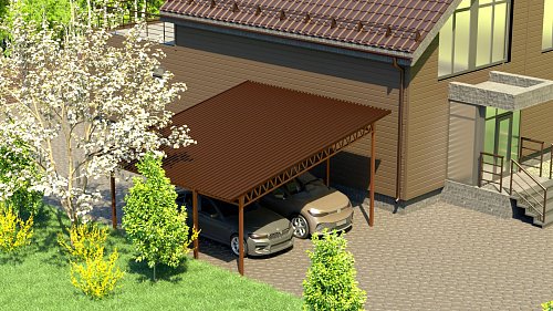 Односкатный навес №31 из профнастила 6,9х6,3 м