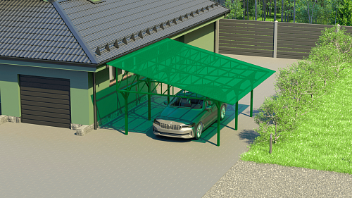 Односкатный навес №33 из поликарбоната 4,9х6,3 м