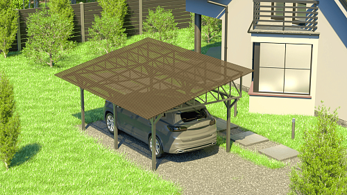 Односкатный навес №33 из поликарбоната 3,9х6,3 м