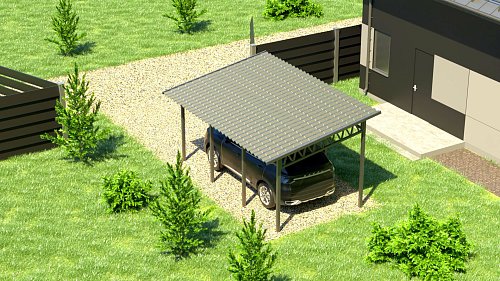 Односкатный навес №31 из металлочерепицы 3,9 х6,3 м