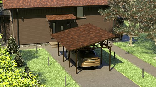 Односкатный навес №33 из гибкой черепицы 3,9х6,25 м