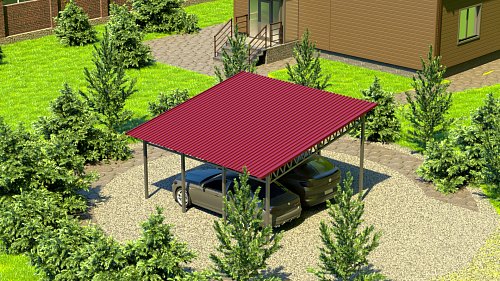 Односкатный навес №31 из профнастила 5,9х6,3 м