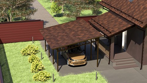 Односкатный навес №31 из гибкой черепицы 4,9х6,25 м