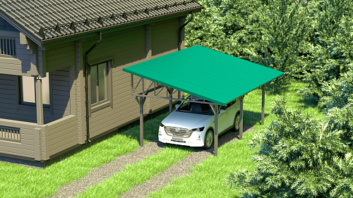 Односкатный навес №33 из профнастила 3,9х6,3 м