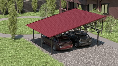 Односкатный навес №33 из профнастила 6,9х6,3 м