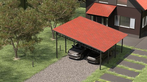 Односкатный навес №31 из гибкой черепицы 6,9х6,25 м