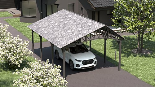 Двускатный навес №20 из гибкой черепицы 4,5х6,25 м