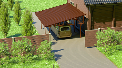 Односкатный навес №33 из профнастила 4,9х6,3 м