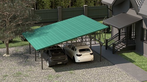 Односкатный навес №33 из металлочерепицы 6,9х6,3 м