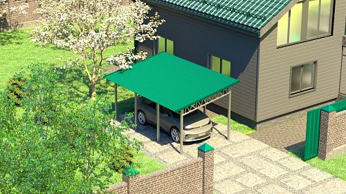 Односкатный навес №31 из профнастила 3,9х6,3 м