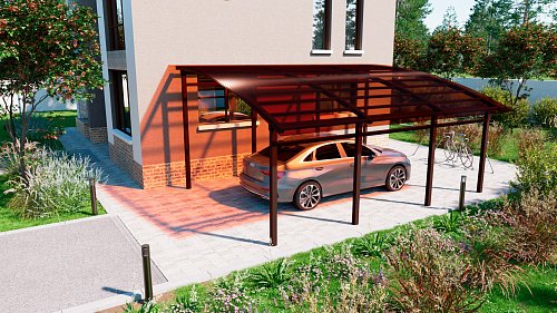 Полуарочный навес №30 из поликарбоната 4,7х6,3 м