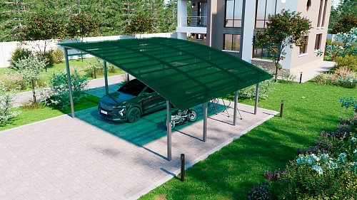 Полуарочный навес №30 из поликарбоната 6,7х6,3 м