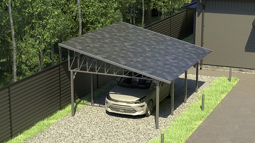 Односкатный навес №33 из гибкой черепицы 4,9х6,25 м