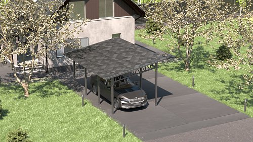 Односкатный навес №31 из гибкой черепицы 3,9х6,25 м