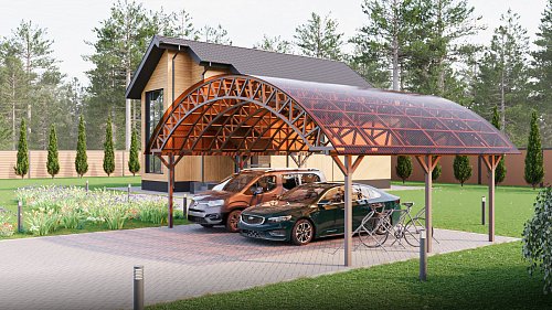 Арочный навес №8 из поликарбоната 7,5х6,3 м