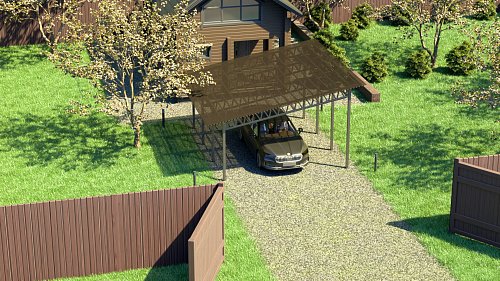 Односкатный навес №31 из поликарбоната 5,9х6,3 м