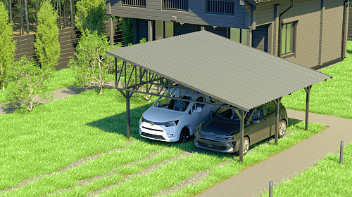 Односкатный навес №33 из профнастила 5,9х6,3 м