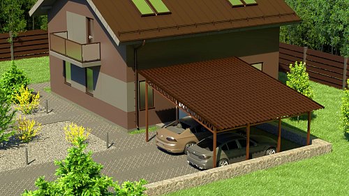 Односкатный навес №31 из металлочерепицы 6,9х6,3 м