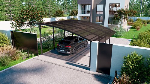 Полуарочный навес №30 из поликарбоната 5,7х6,3 м